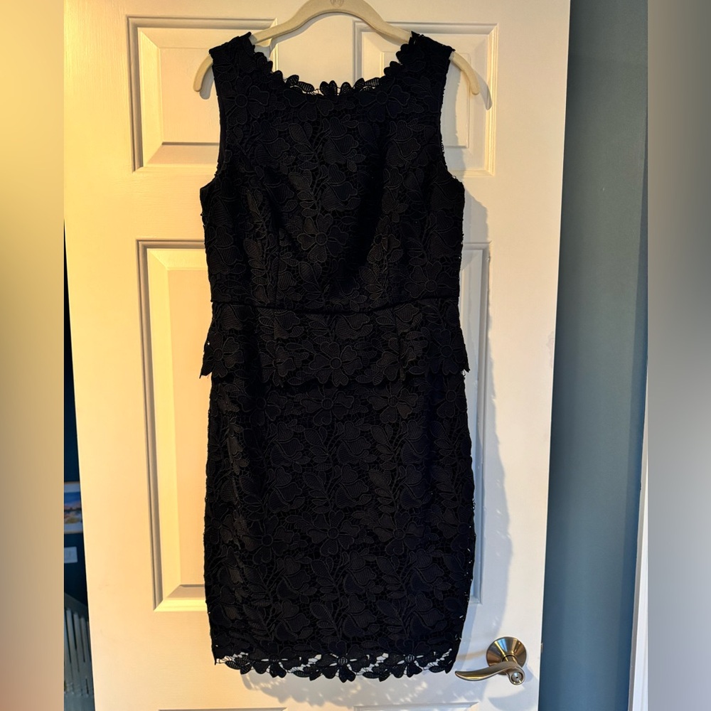 Talbots Black Floral Lace Midi Dress